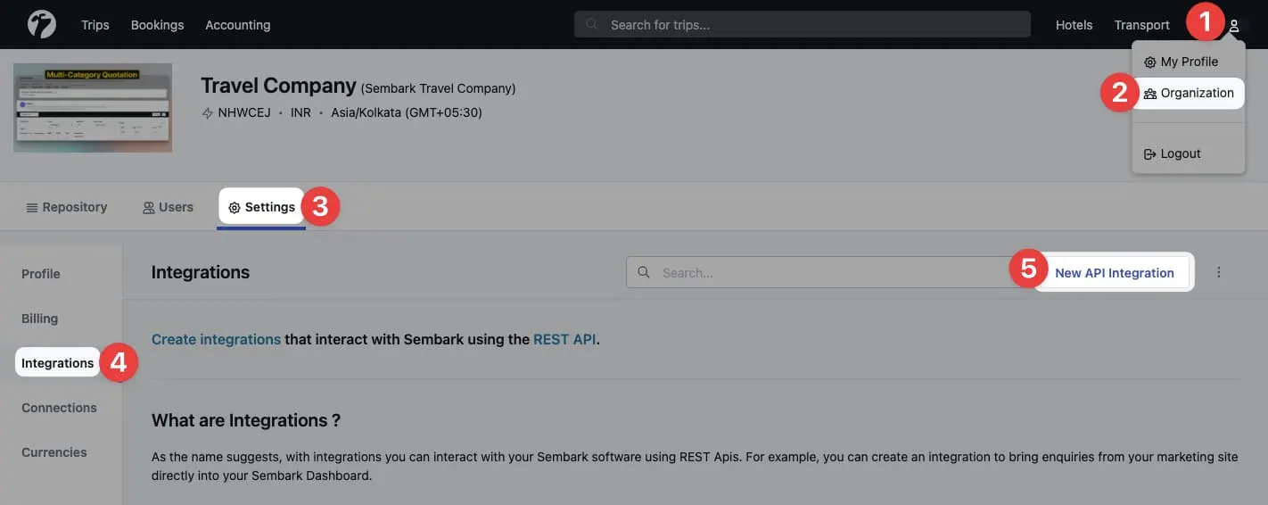 Image Showing how to generate new integration with access token