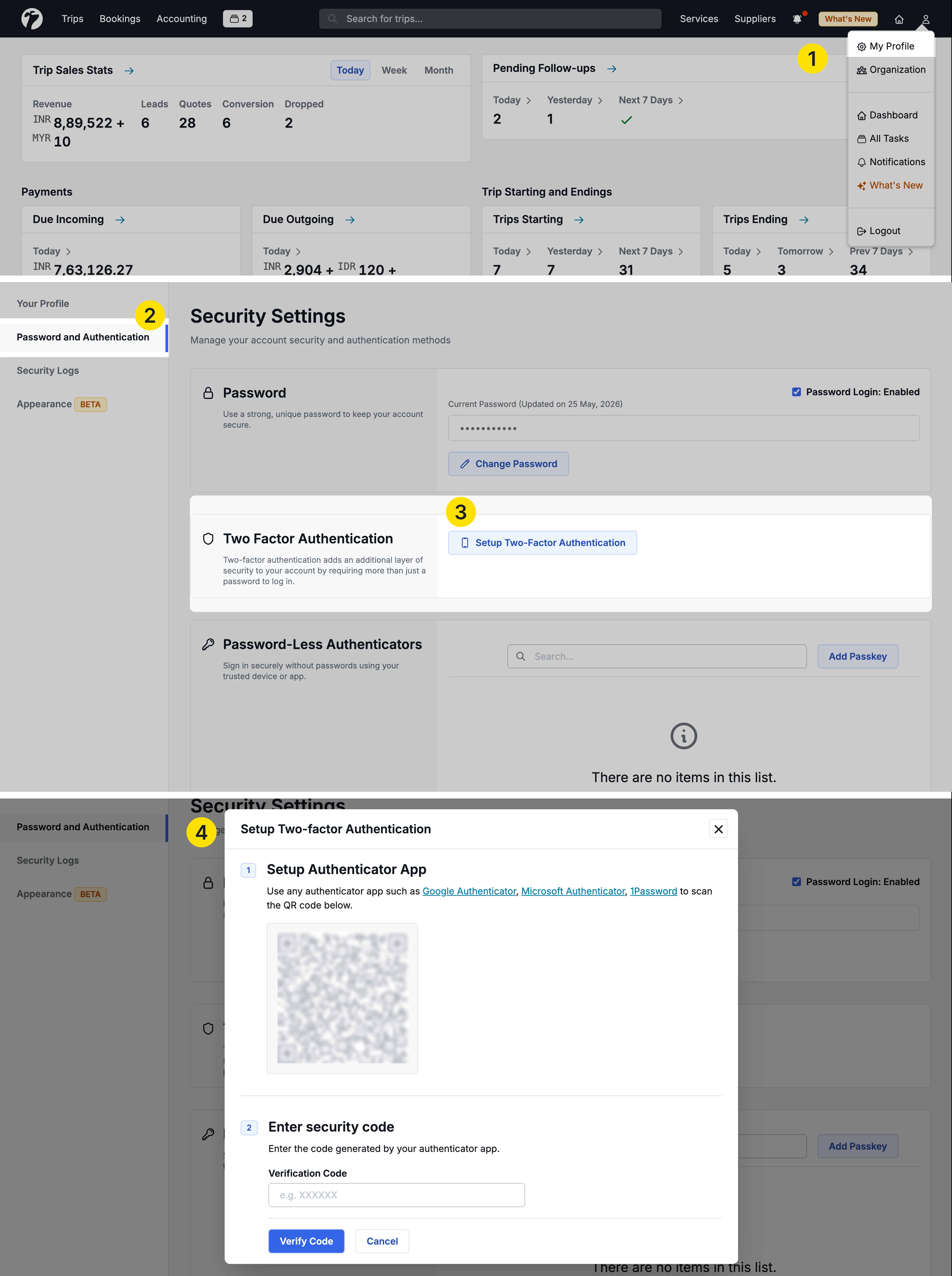 image is showing how to setup 2FA Login