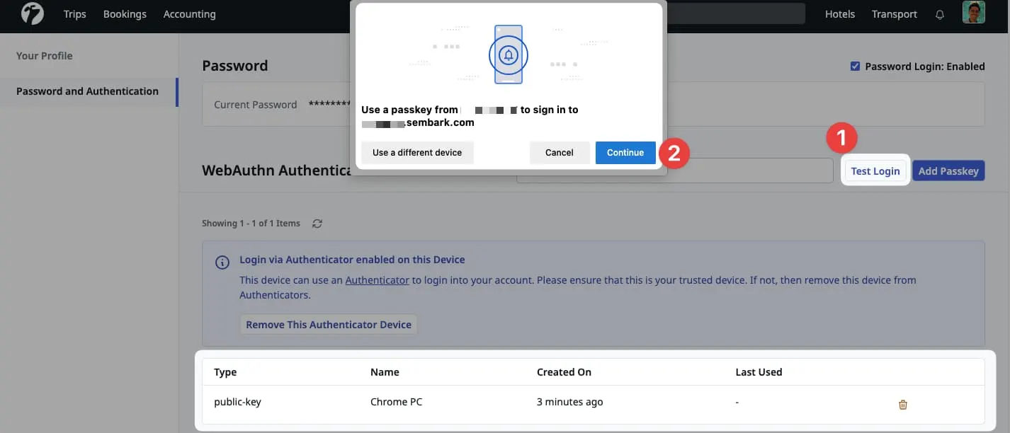 Image showing flow to test login via Bluetooth connected Device