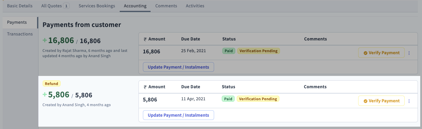 Image showing hotel booking ledger with payments status