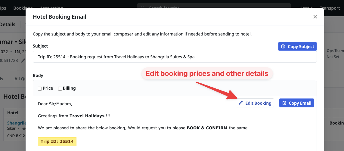 Image showing Hotel replacement during hotel booking status update.