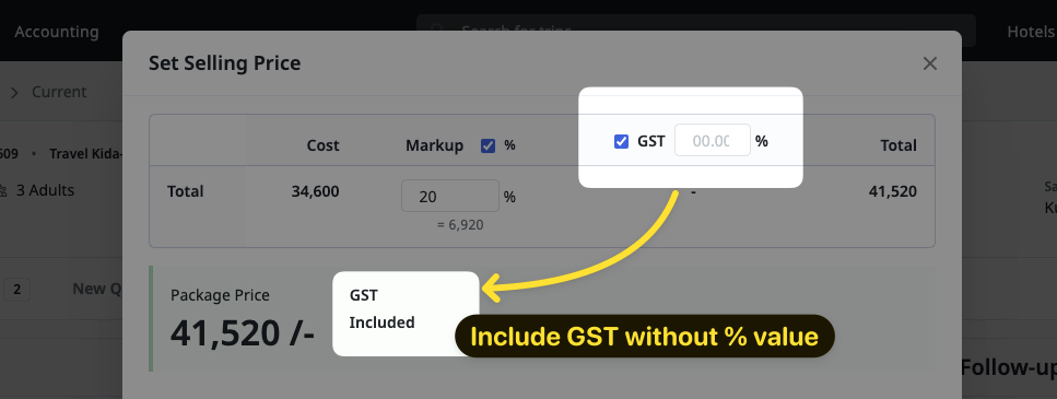 Image showing Percentage Markups for Quotes