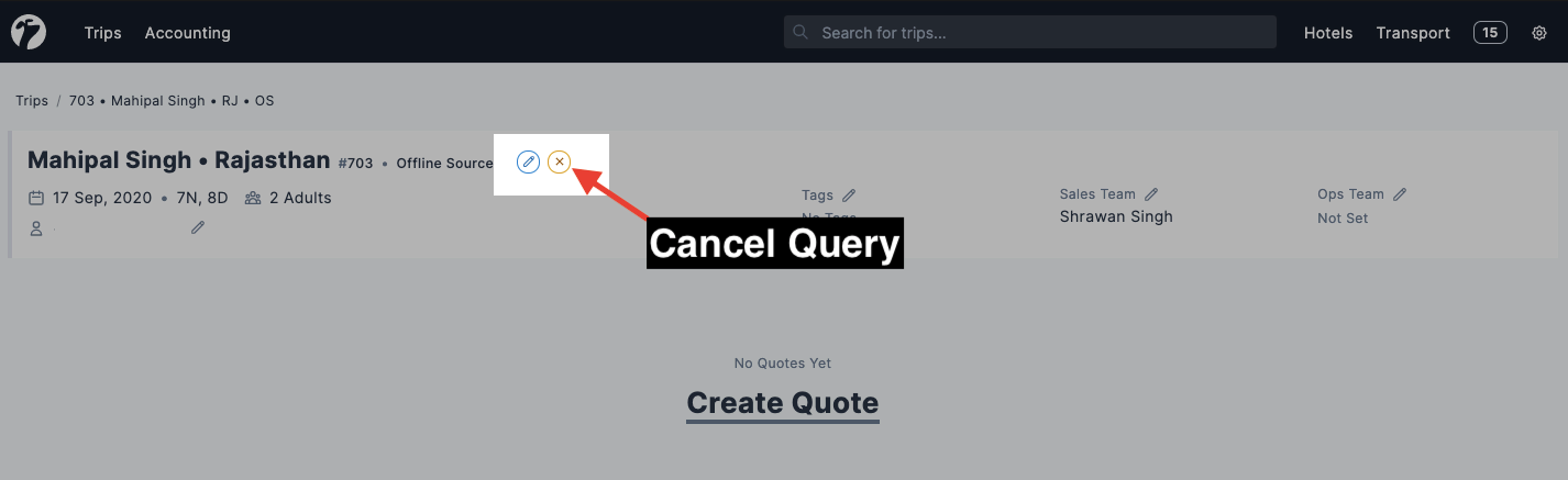 Image showing query cancellation option