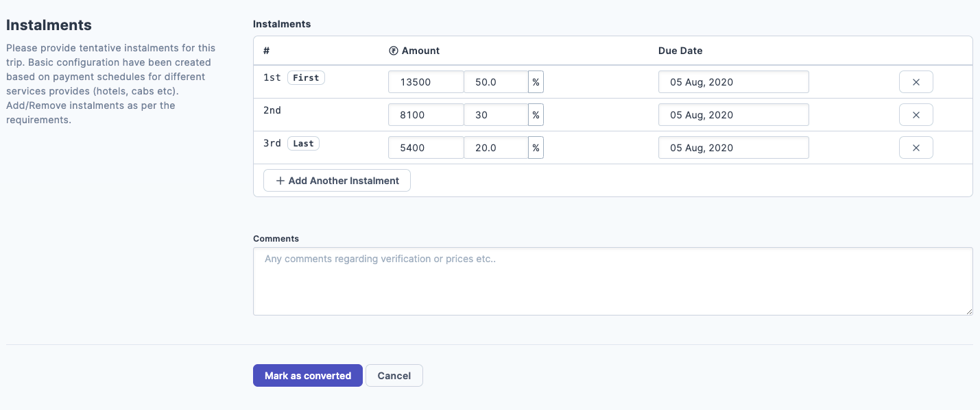 Image for instalment payments of the converting query