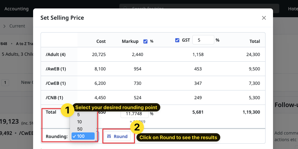 Image showing Quote Price Rounding