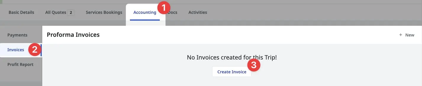 Image showing action button to create invoice