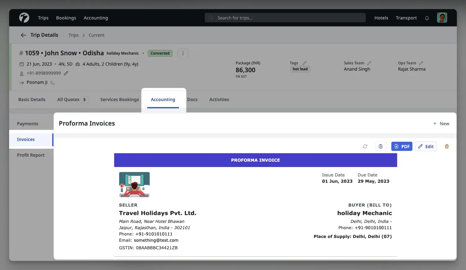 Image showing proforma invoice preview.