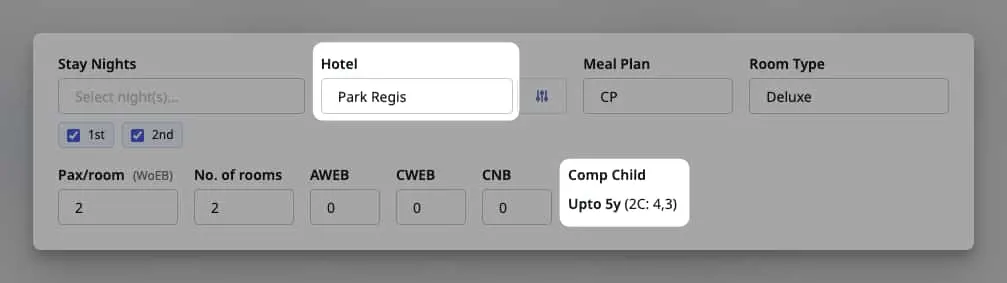 Image showing Hotel's complimentary child age and included children in Quote Hotels