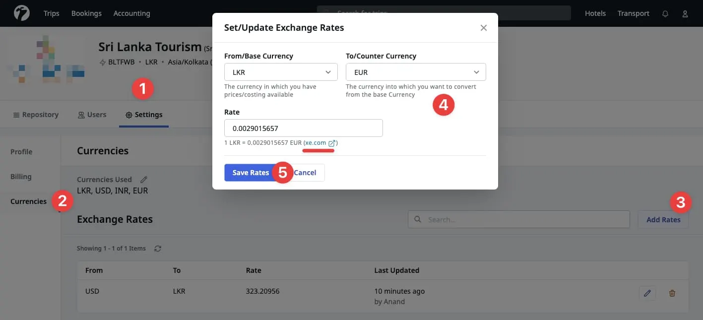 Image showing exchange rate adition process