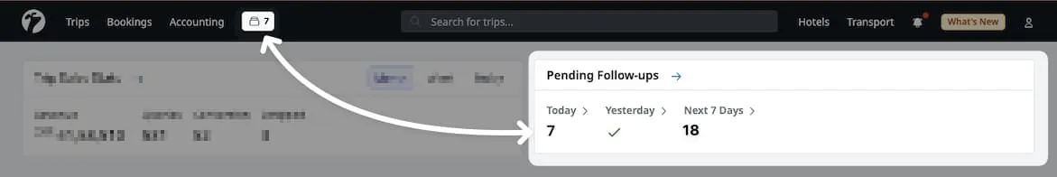 Image showing pending follow-ups on dashboard