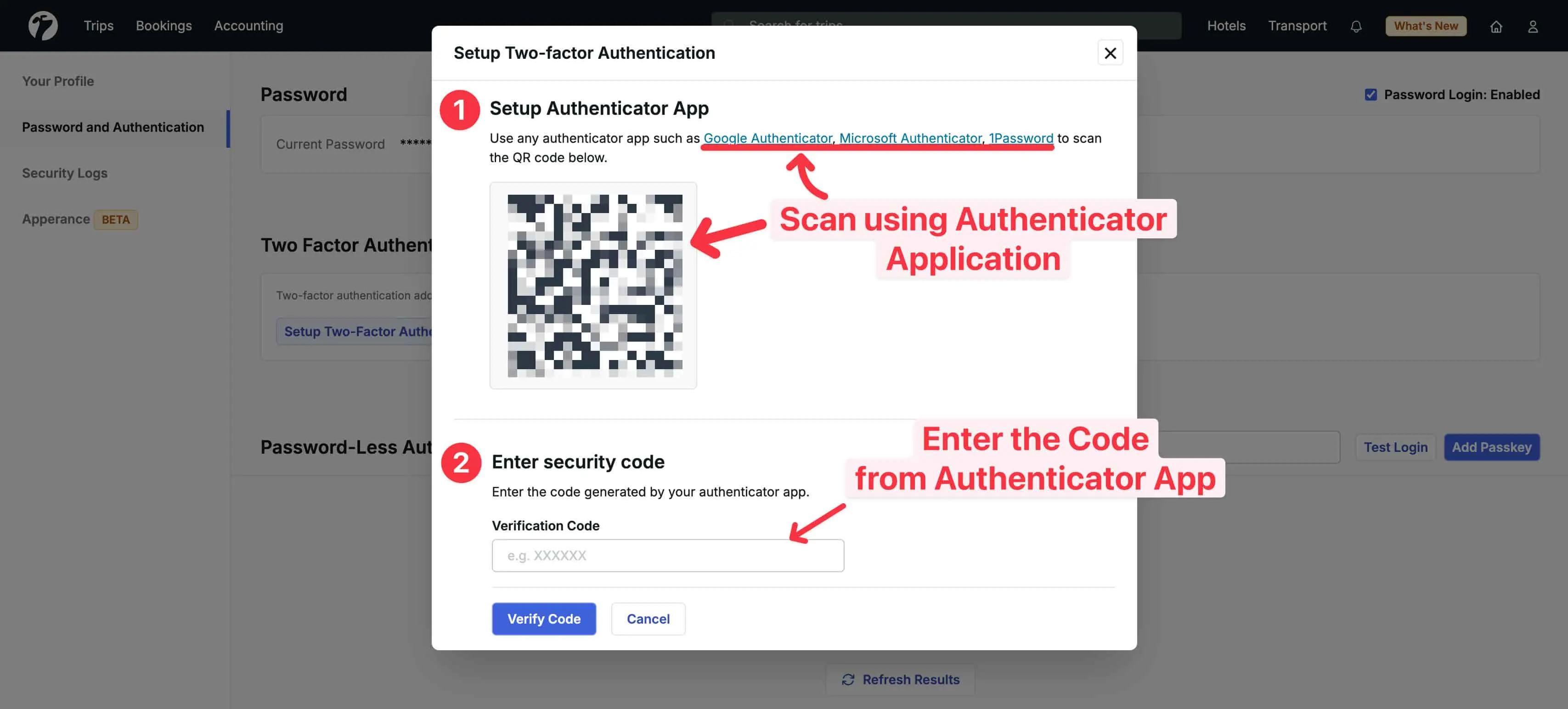 Image showing how to setup 2FA using any authenticator