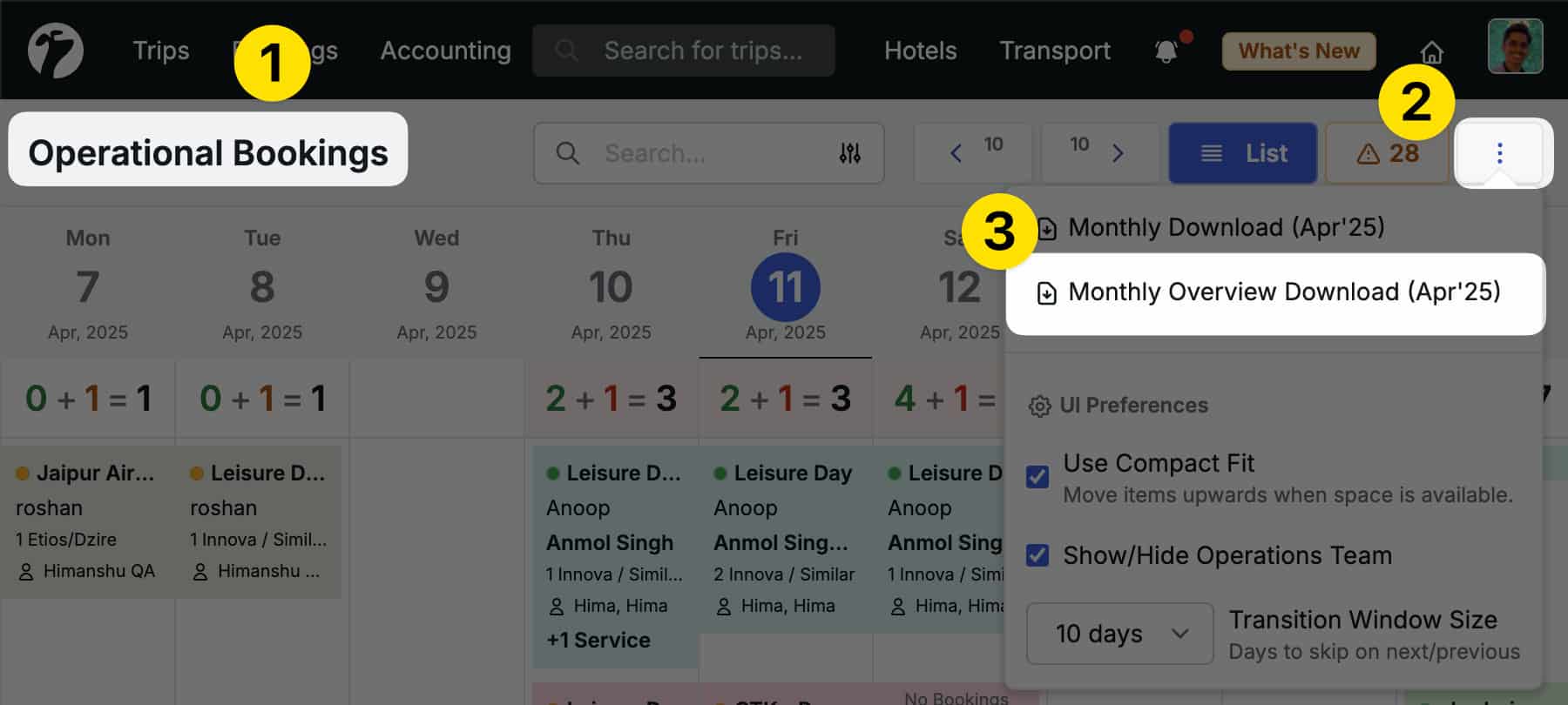 Image showing Trip Operations Overview Download
