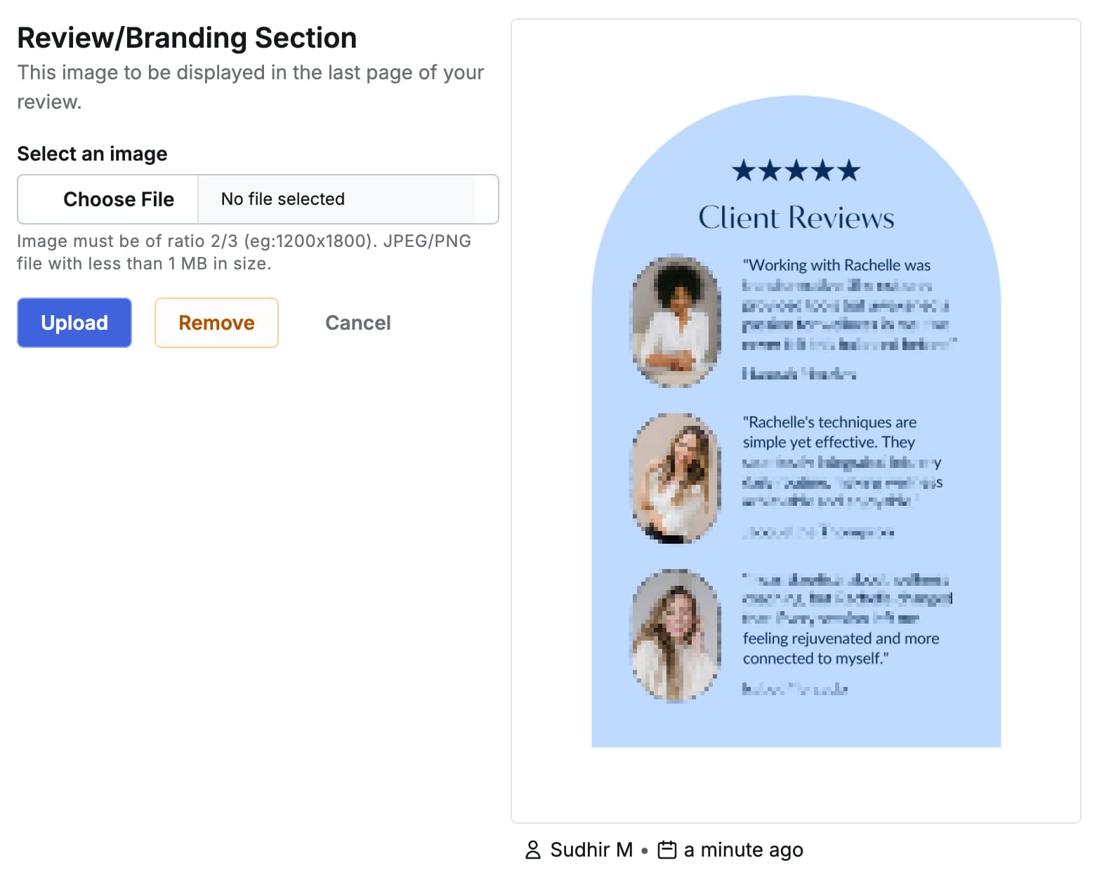 Image showing sample customer testimonials