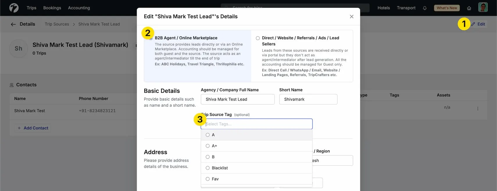 Image showing Trip Source Tag on Edit Source Page