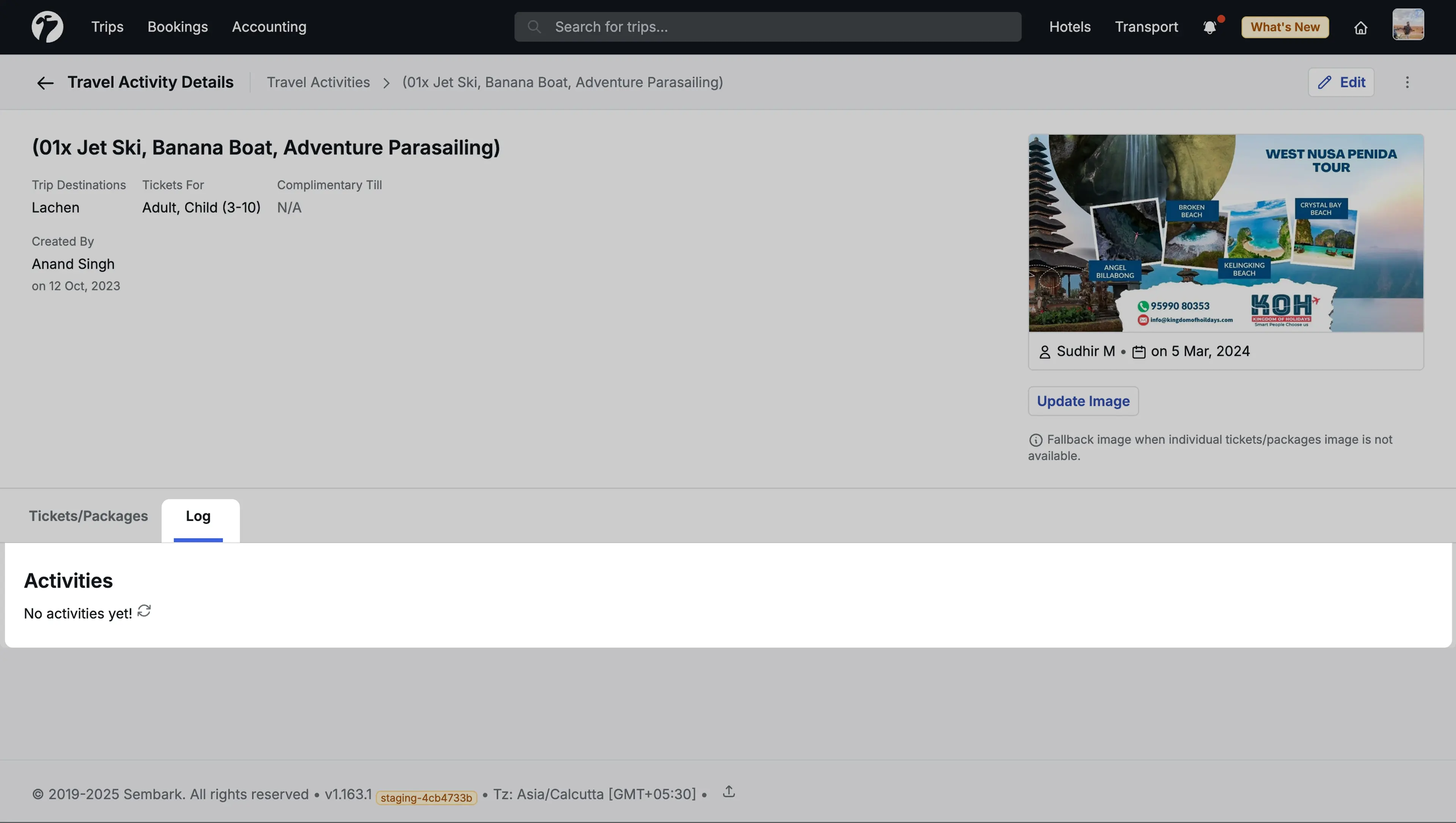Image Showing Travel Activity Log