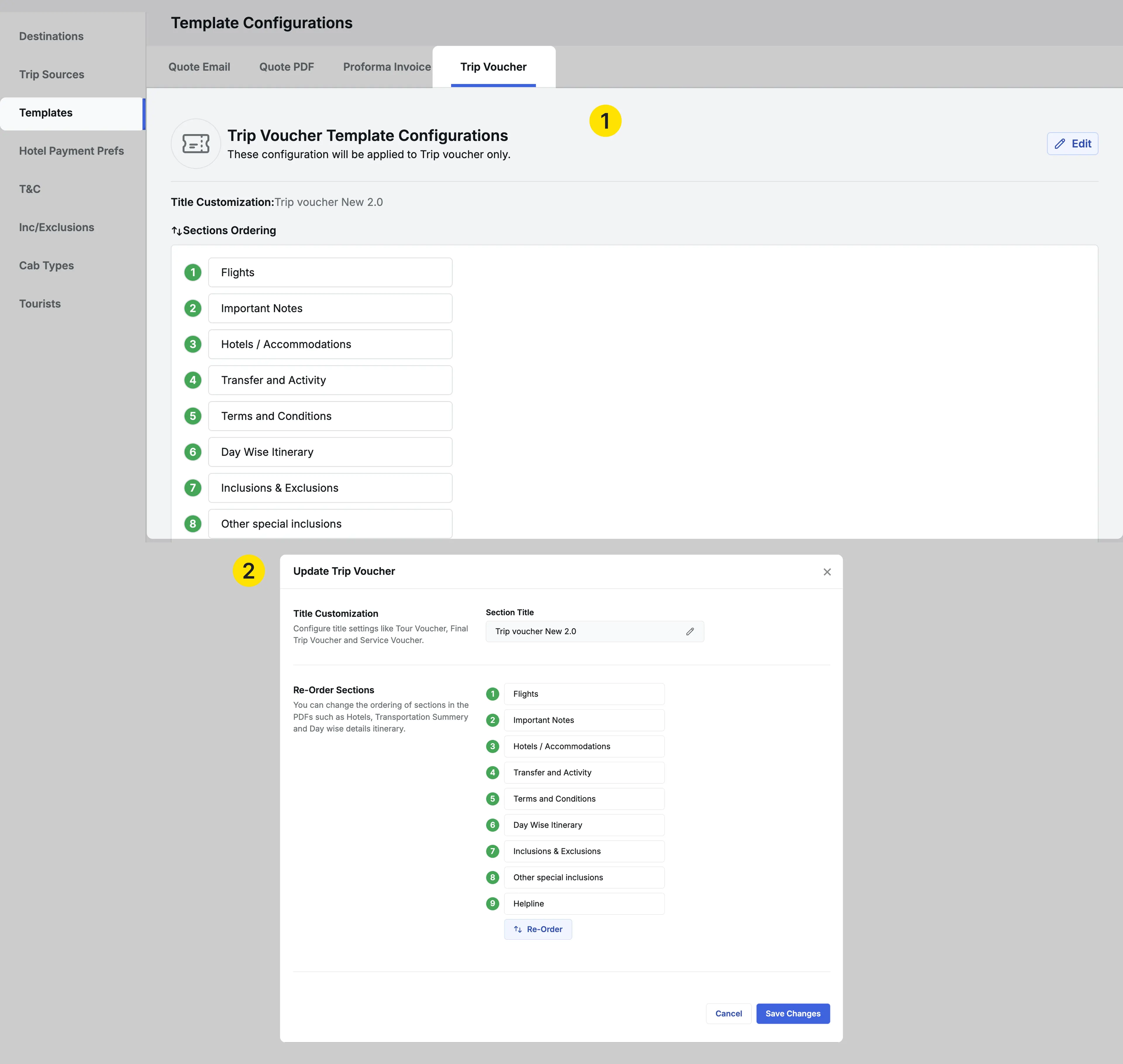 Image Showing Trip Voucher Customisation