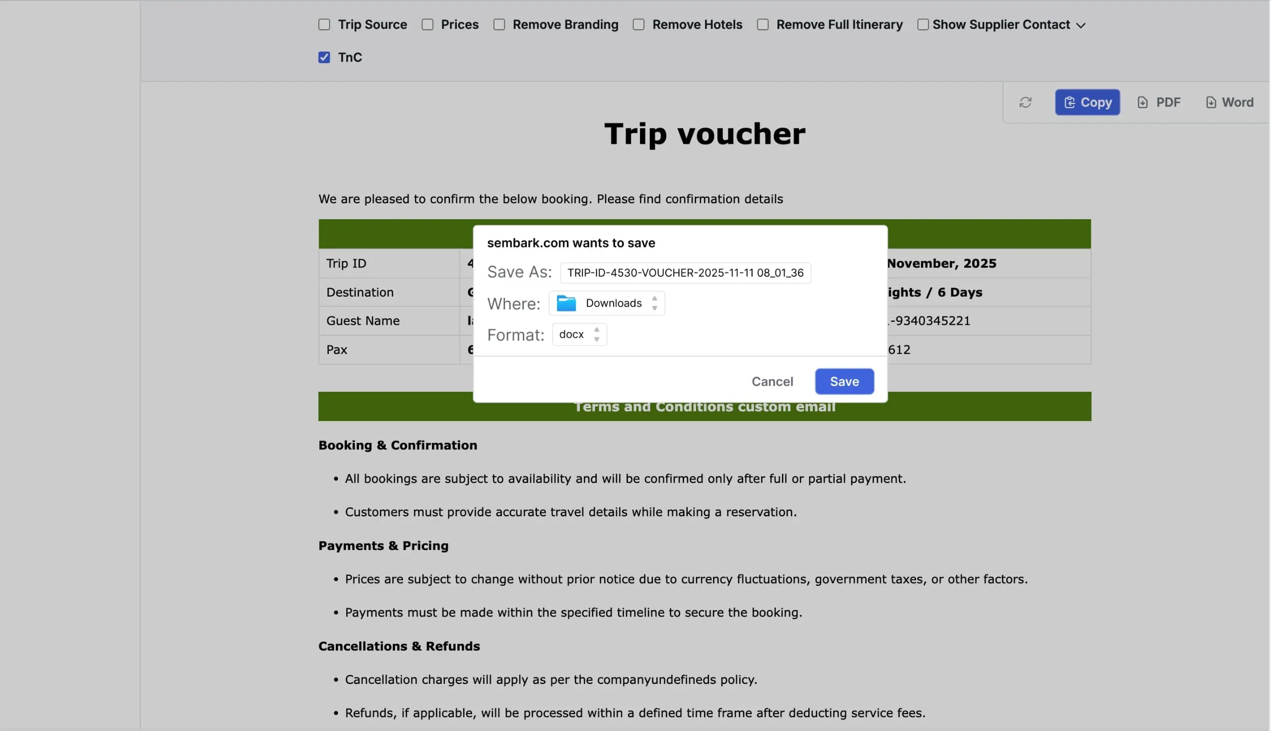 Image Showing Voucher File Name