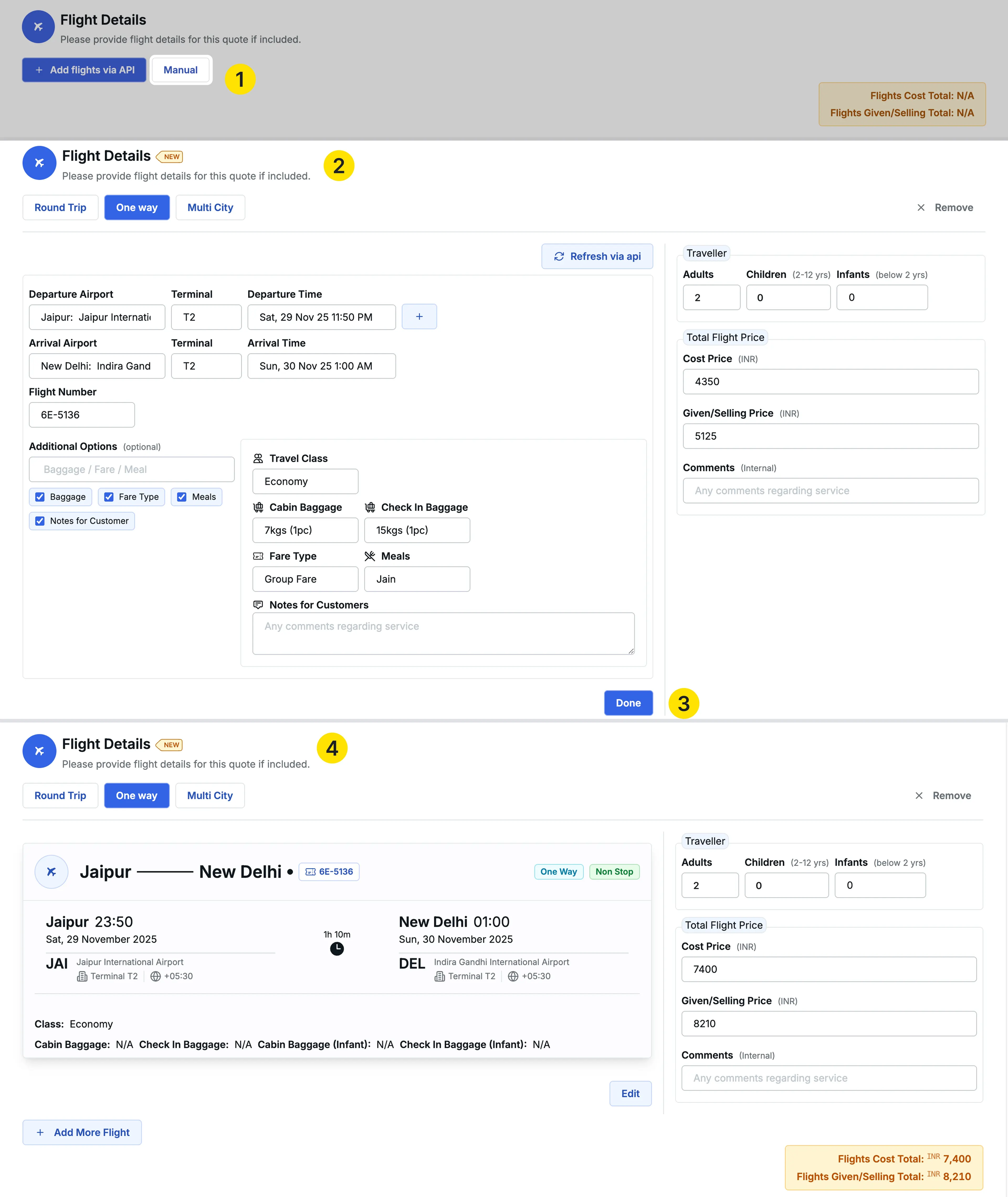 Image showing one-way flights manually