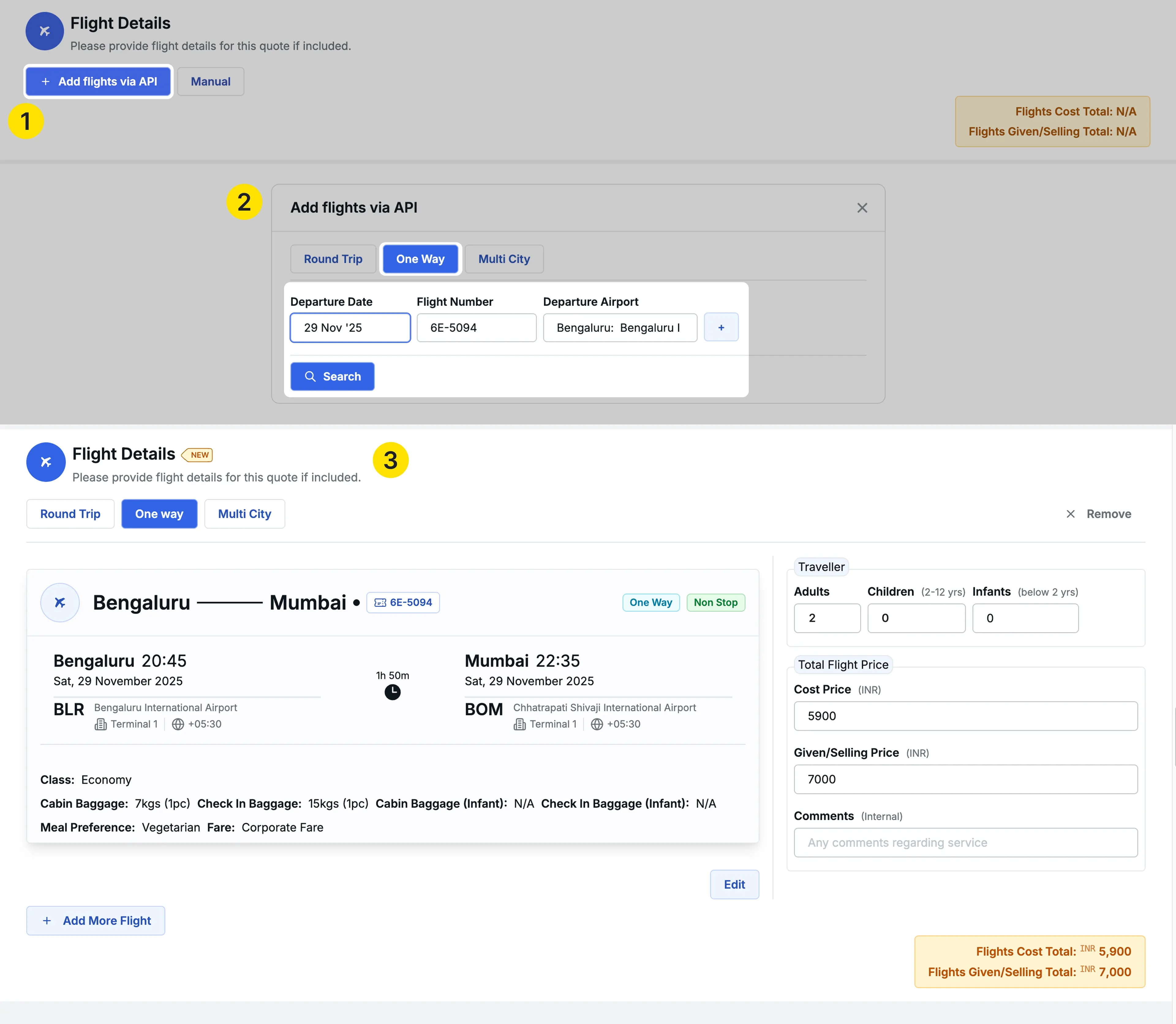 Image showing how to search one-way flight