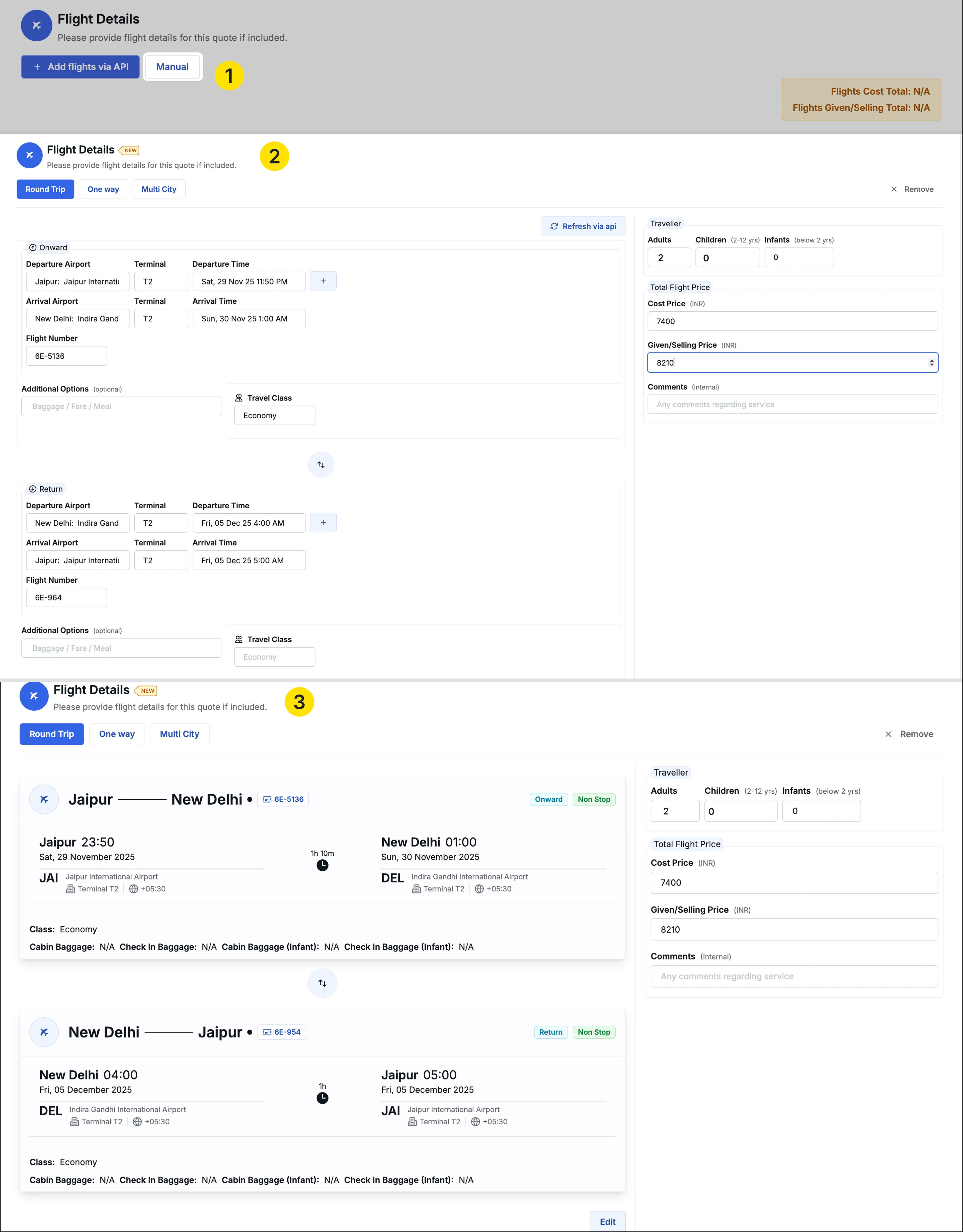 Image showing round-trip manually flights