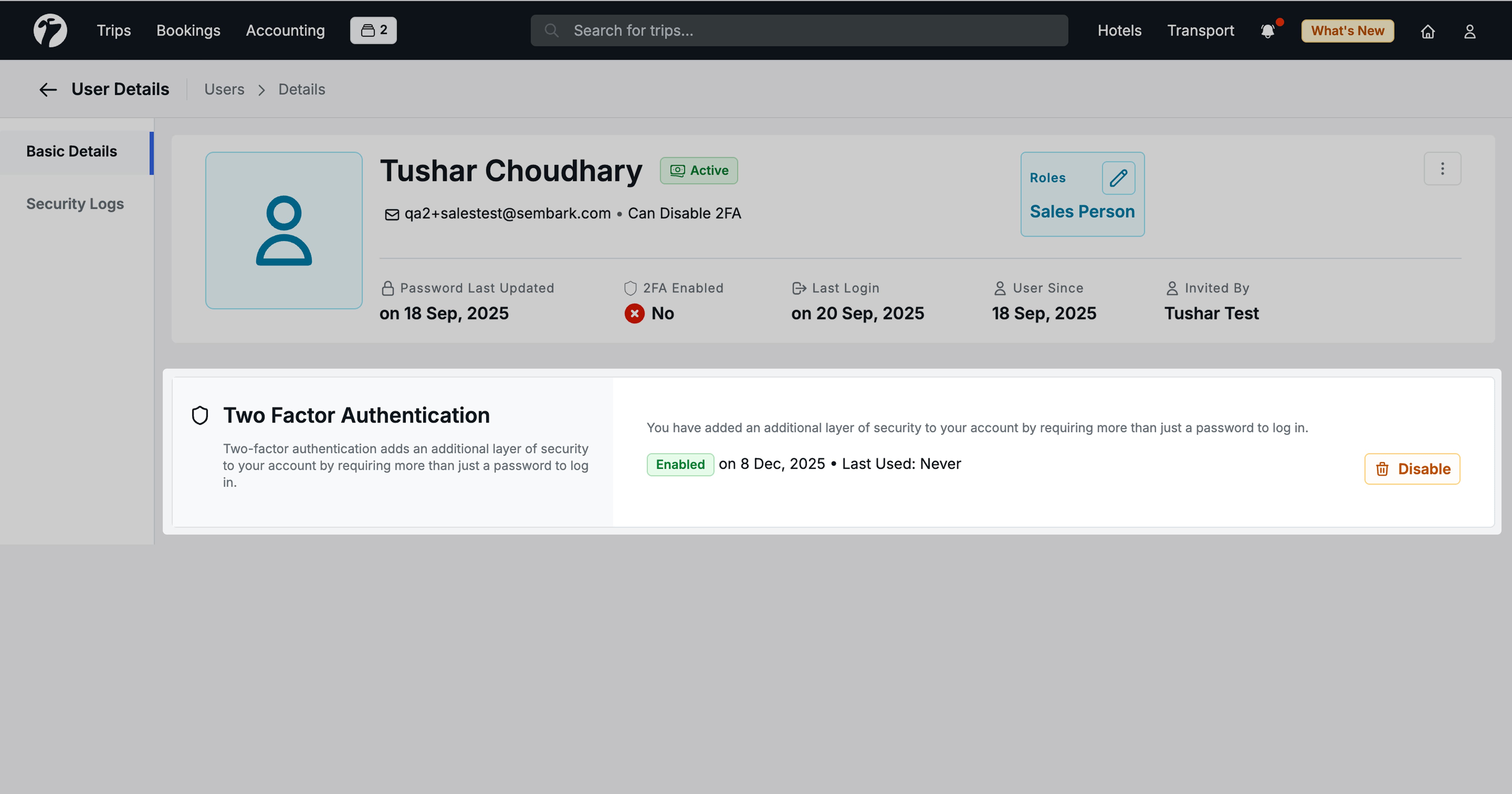 Image Showing 2FA by admin