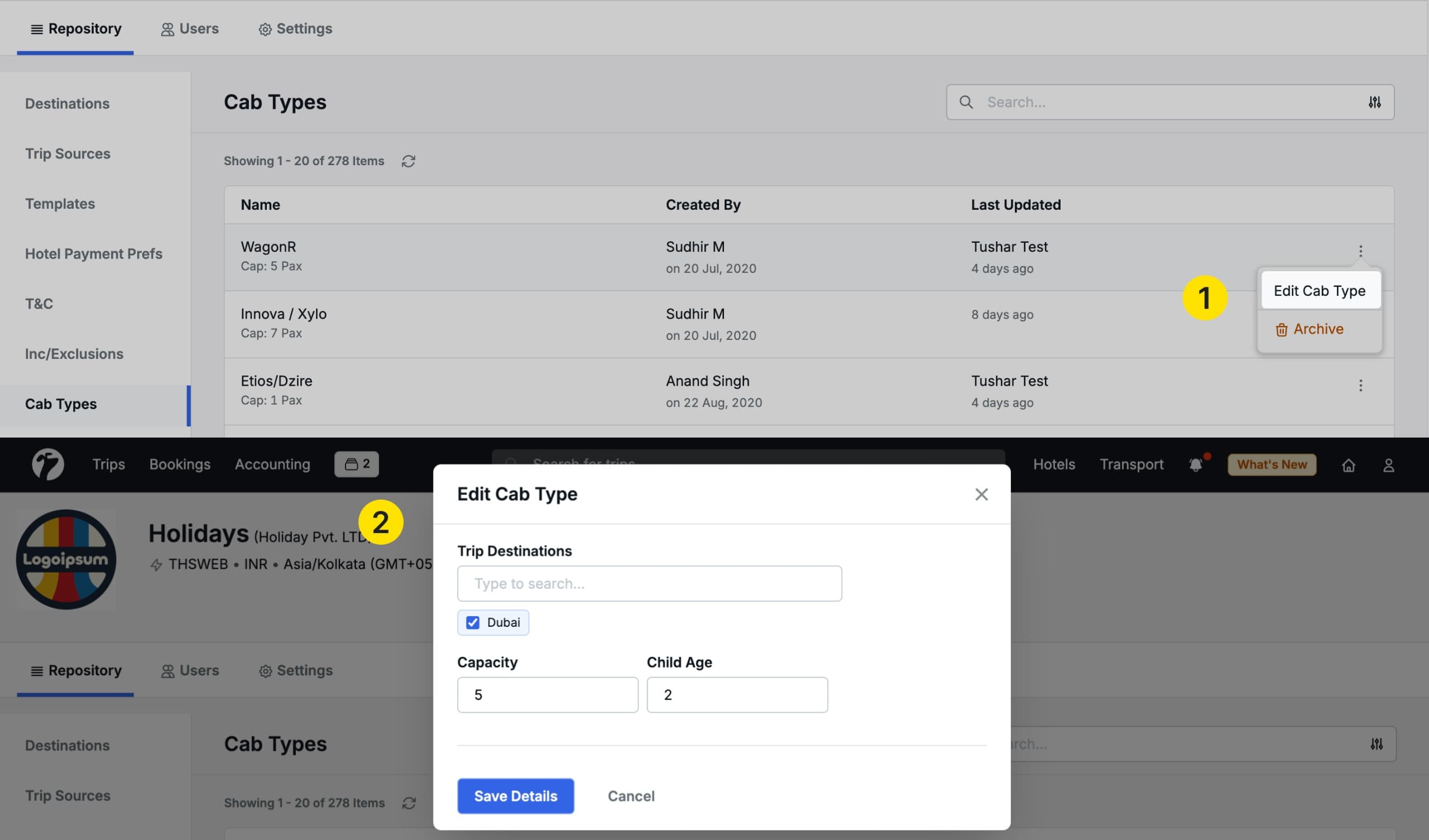 Image Showing Cab capacity manual