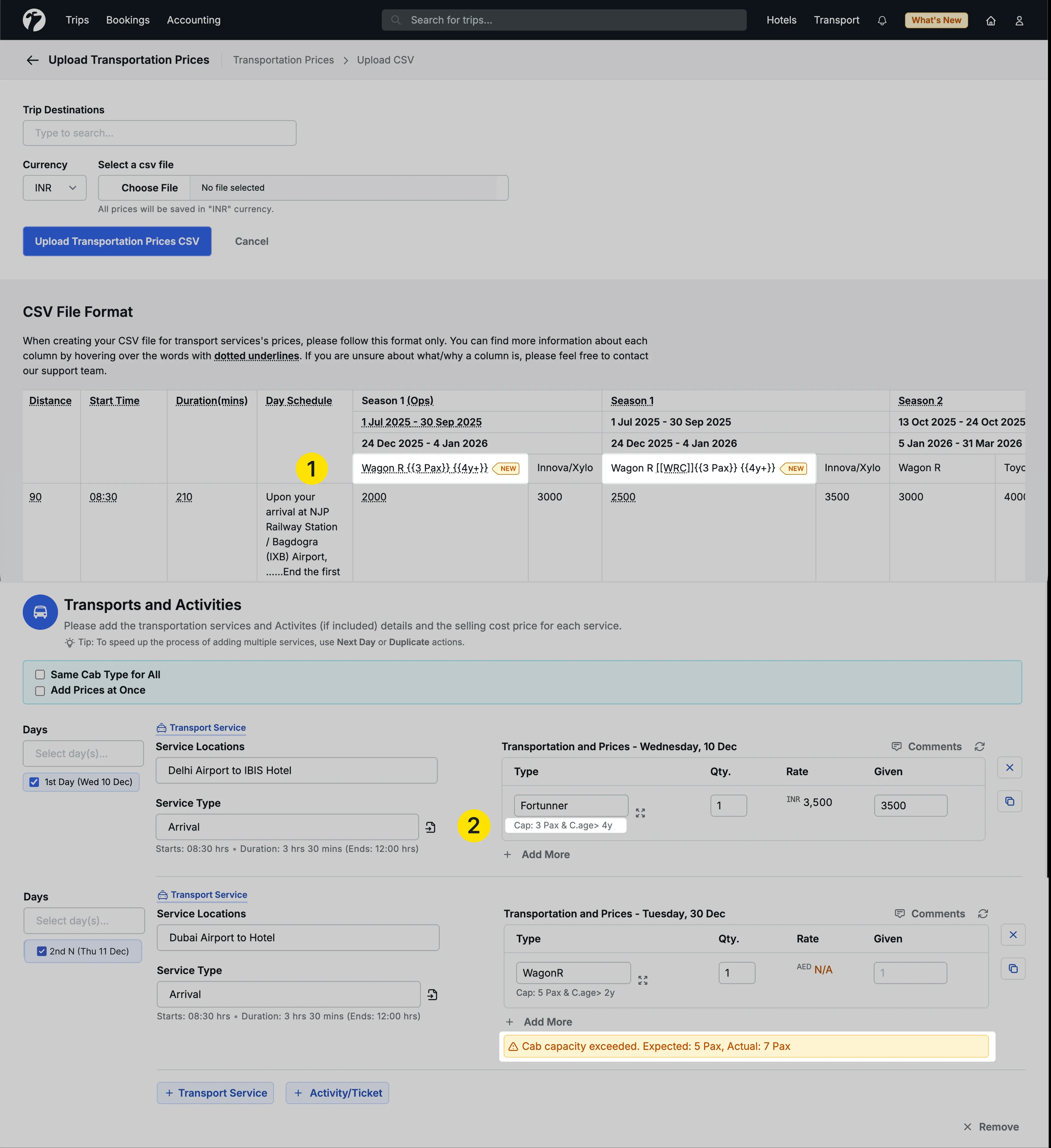 Image Showing Cab Capacity of Cabs