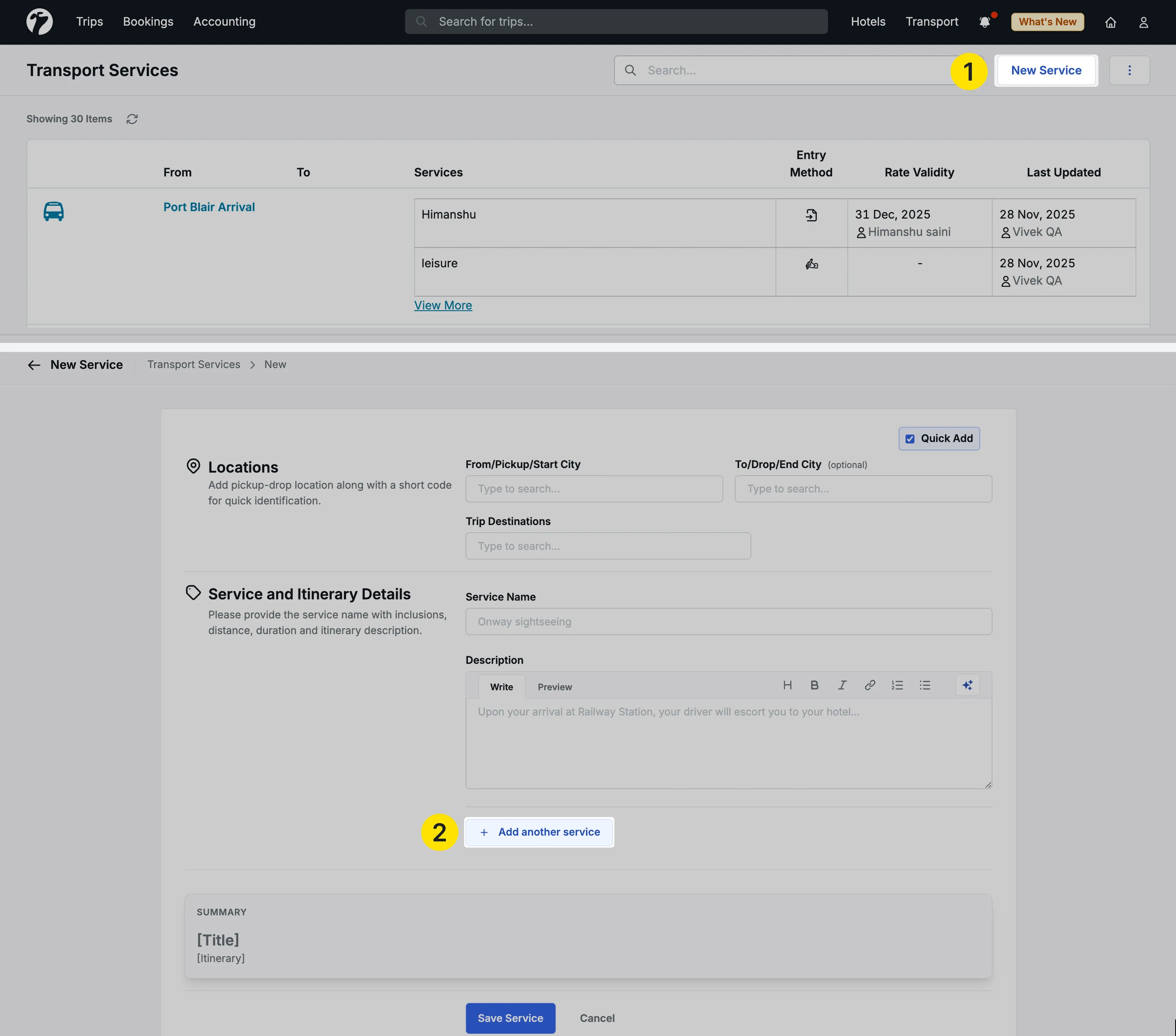 Image Showing Transport Service multiple Add