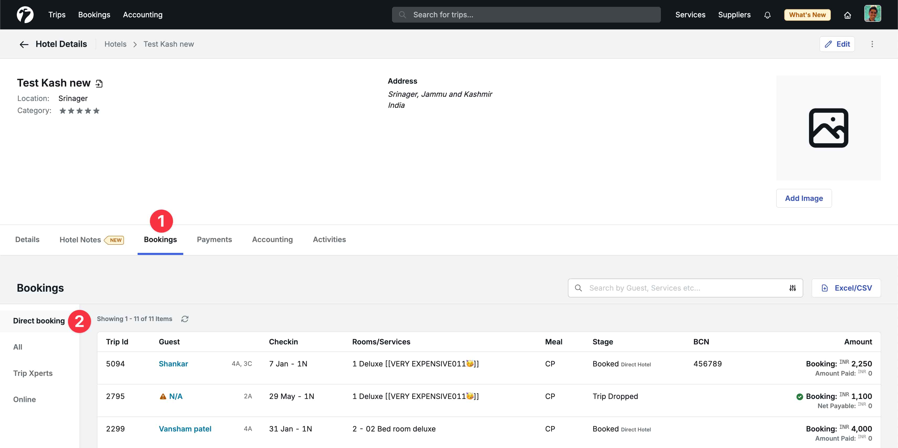 Image showing Hotel's page with bookings using direct contracting