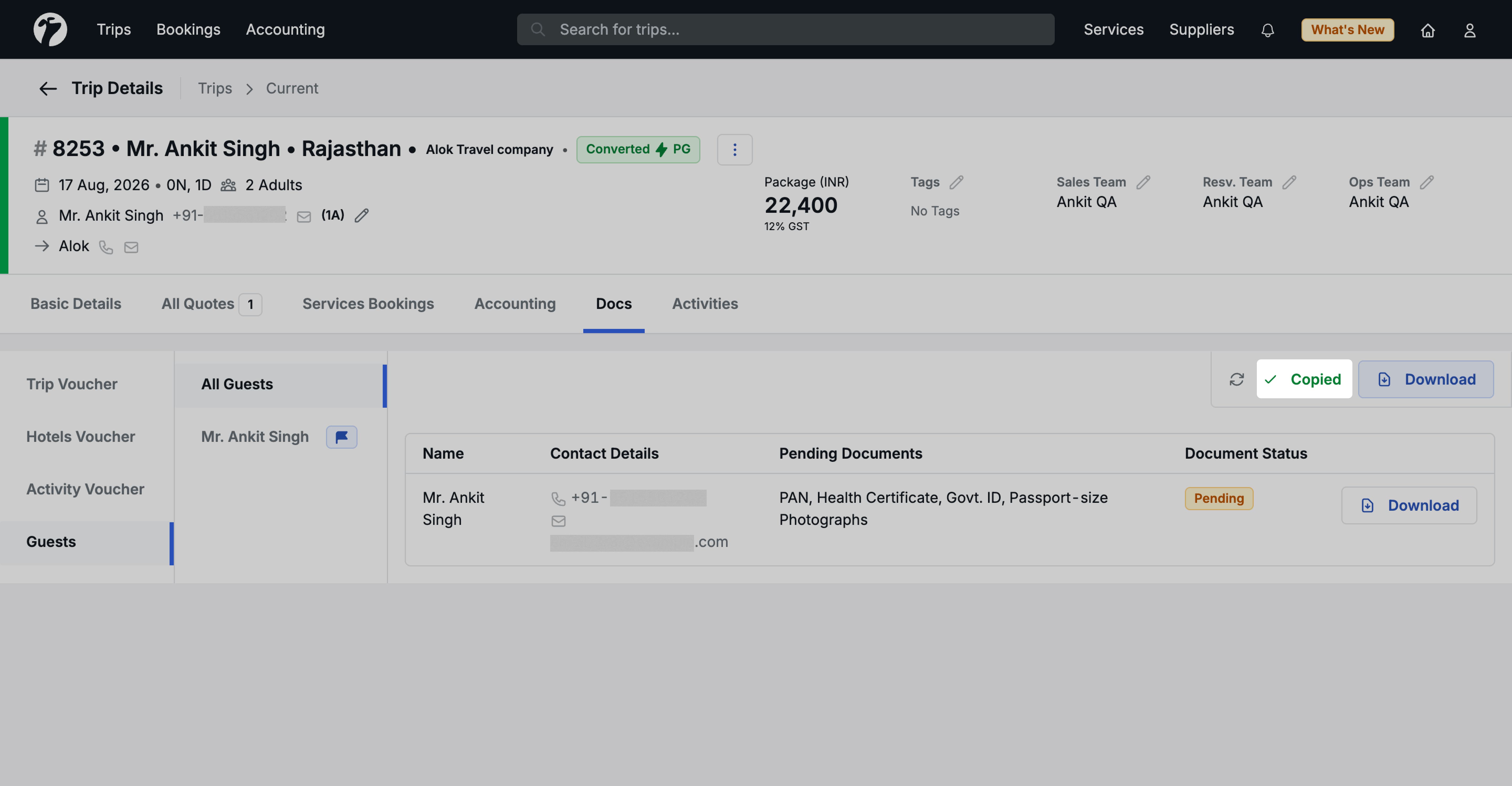 image showing the option to generate a document upload link with the 10-day validity information