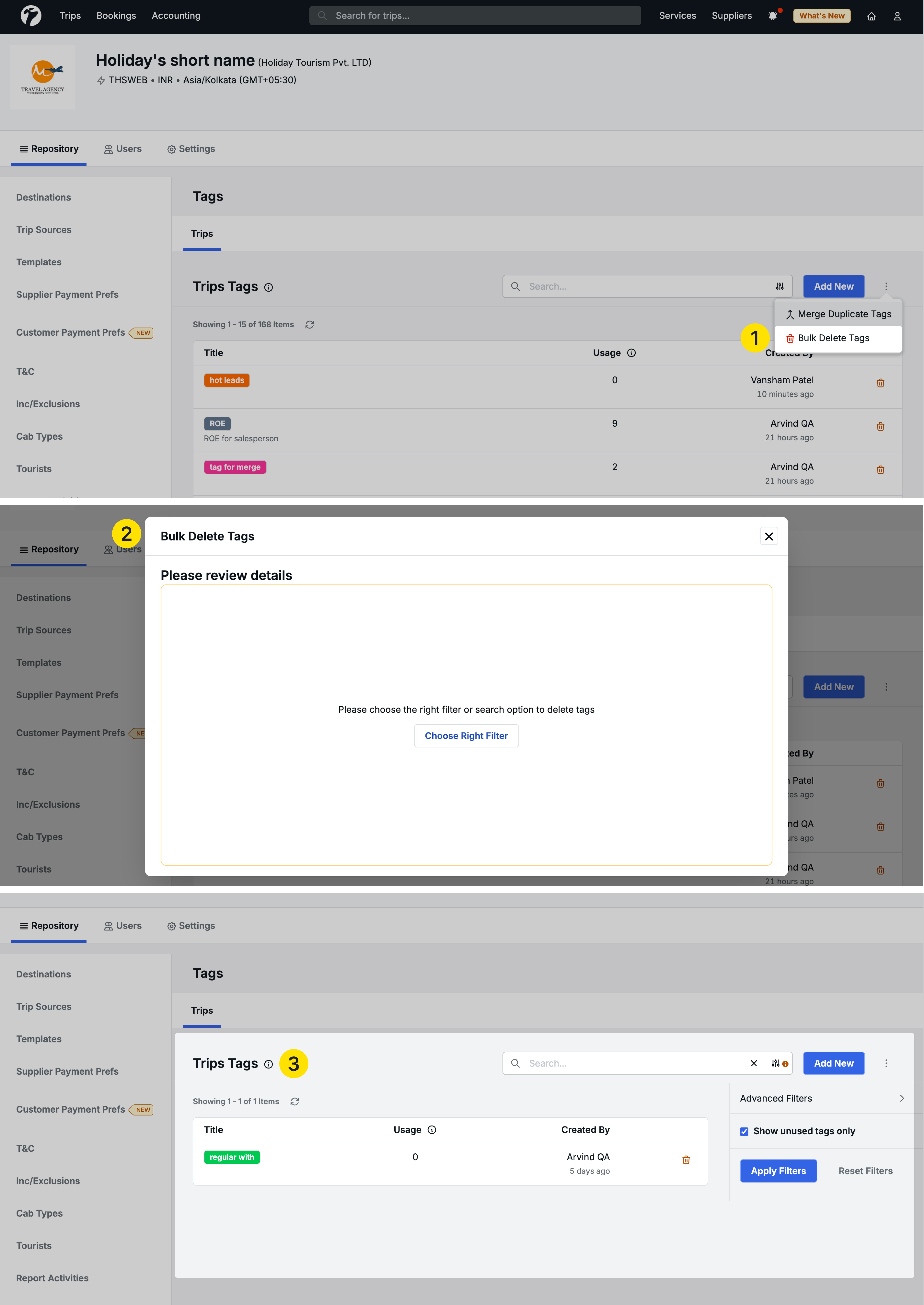 Image showing disable of tags