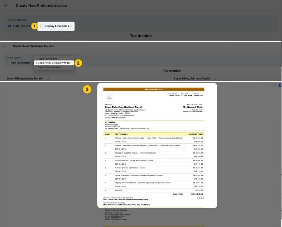Image Showing price breakup with tax