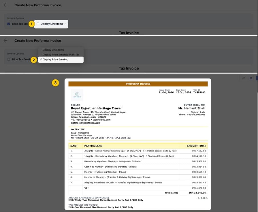 Image showing Price breakup