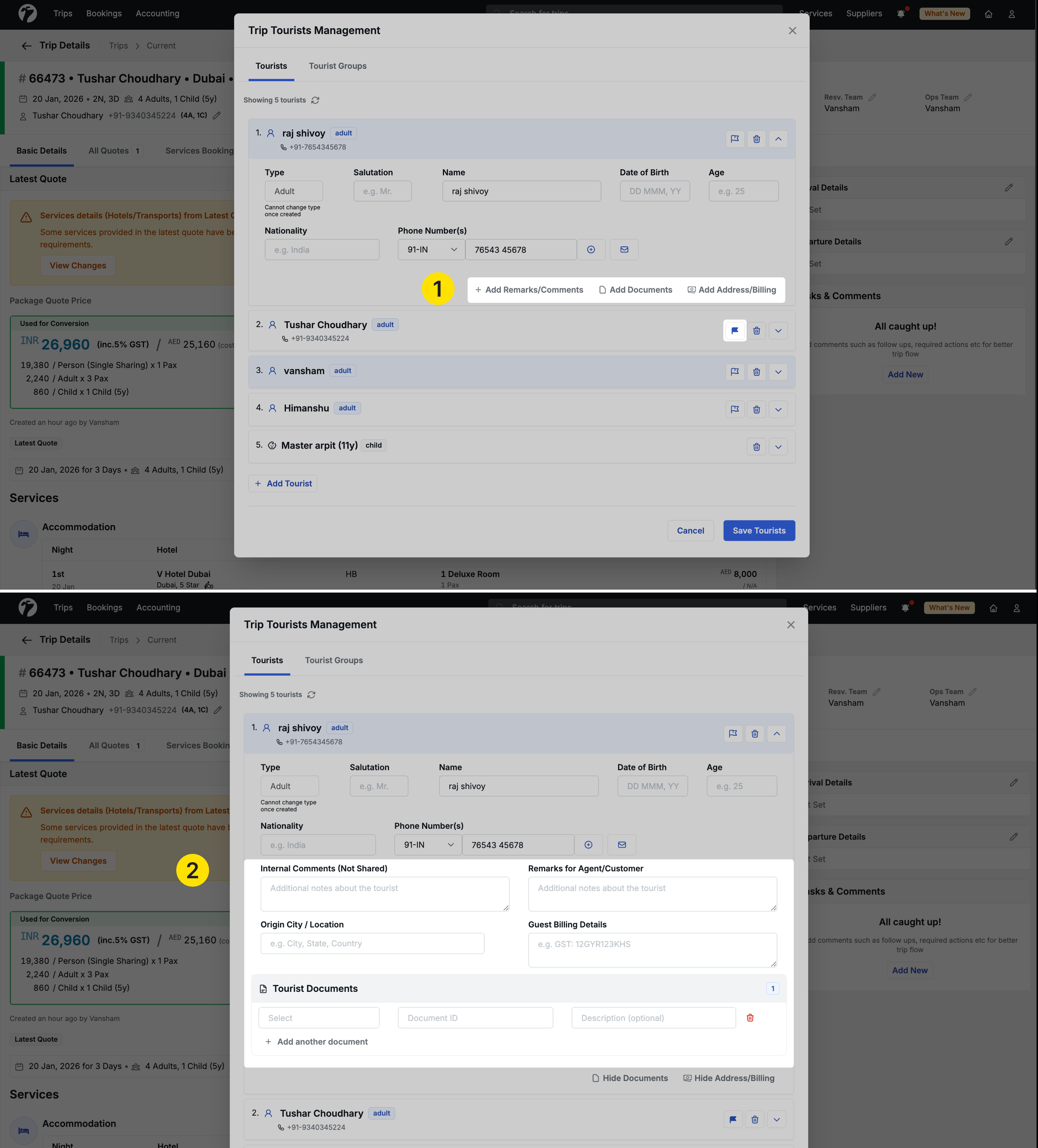 Image Showing the additional tourist details 