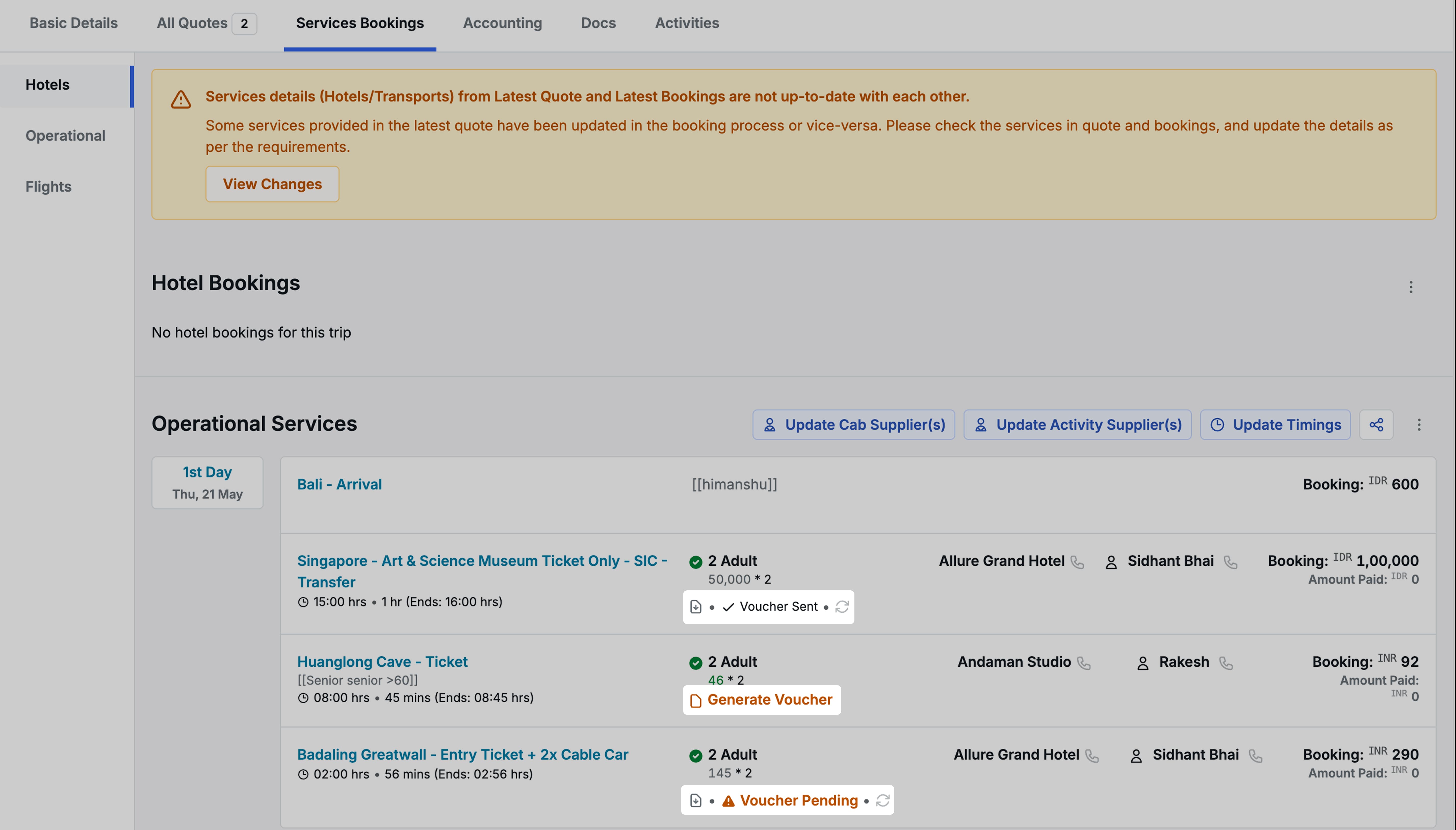 Image showing the three post-generation options on the Service Booking screen