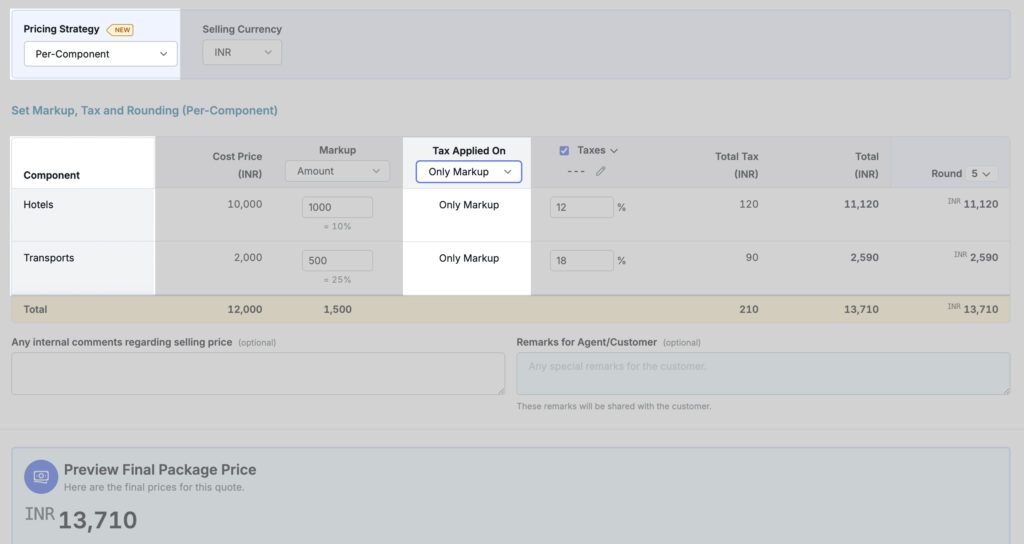 Tax on Only Markup (New)